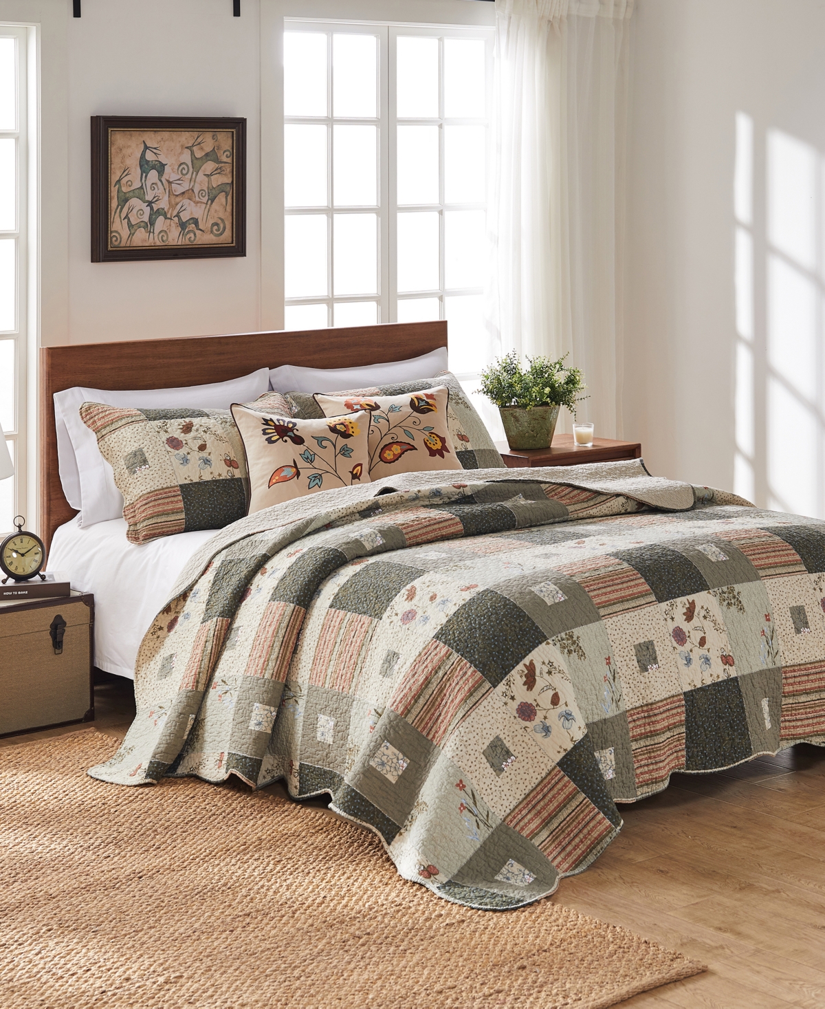 Shop Greenland Home Fashions Sedona 100% Cotton Reversible 3 Piece Quilt Set, King In Multi