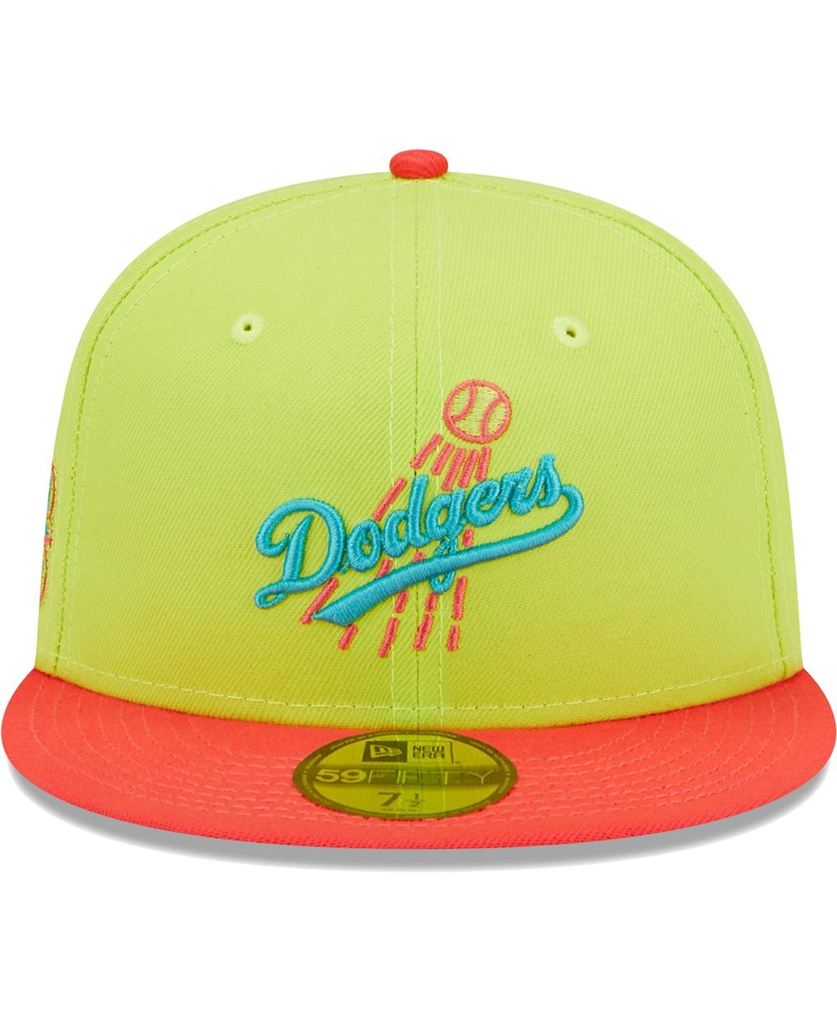NEW ERA MEN'S NEW ERA GREEN, RED LOS ANGELES DODGERS CYBER HIGHLIGHTER 59FIFTY FITTED HAT 