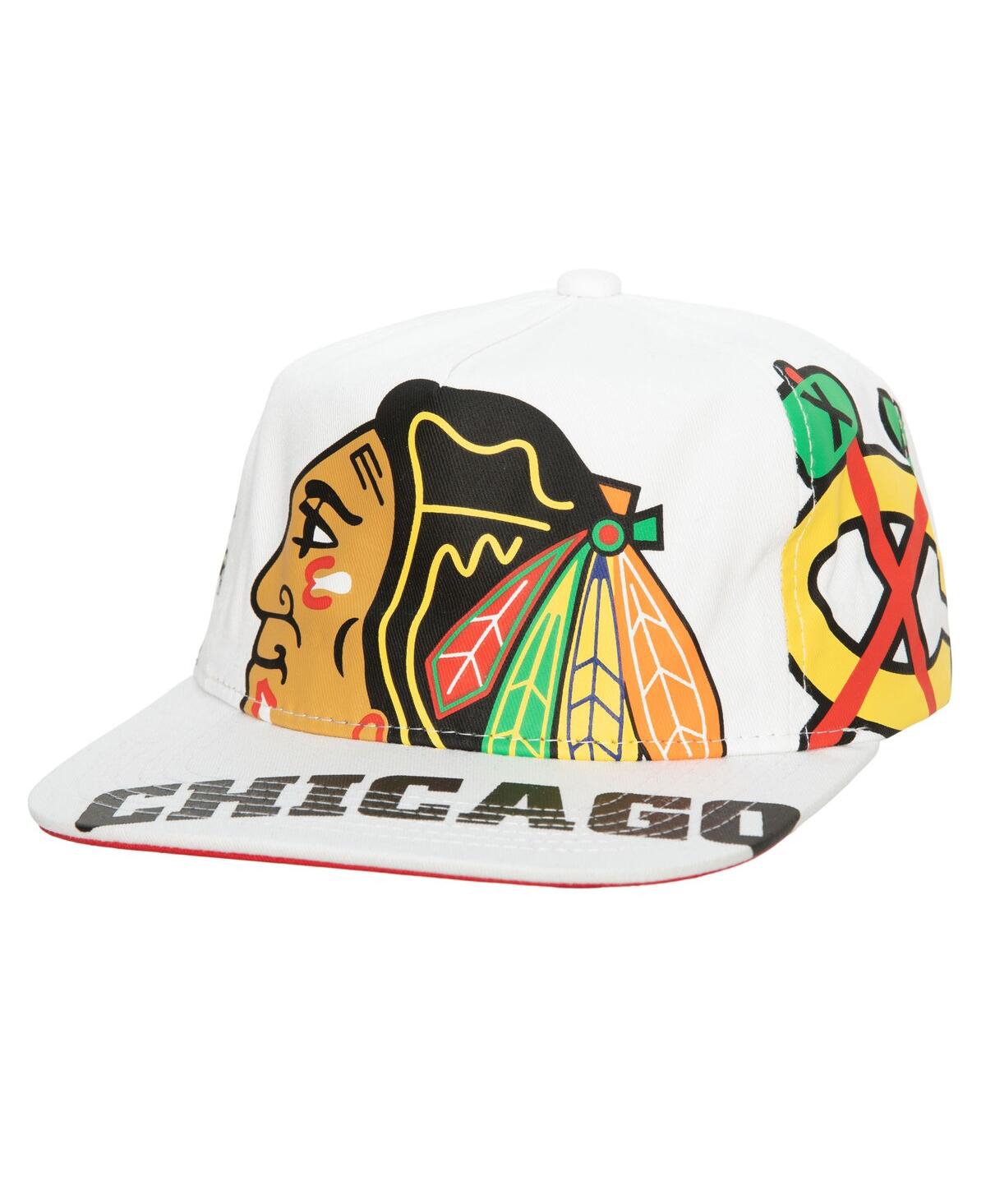 Mitchell & Ness Men's  White Chicago Blackhawks In Your Face Deadstock Snapback Hat