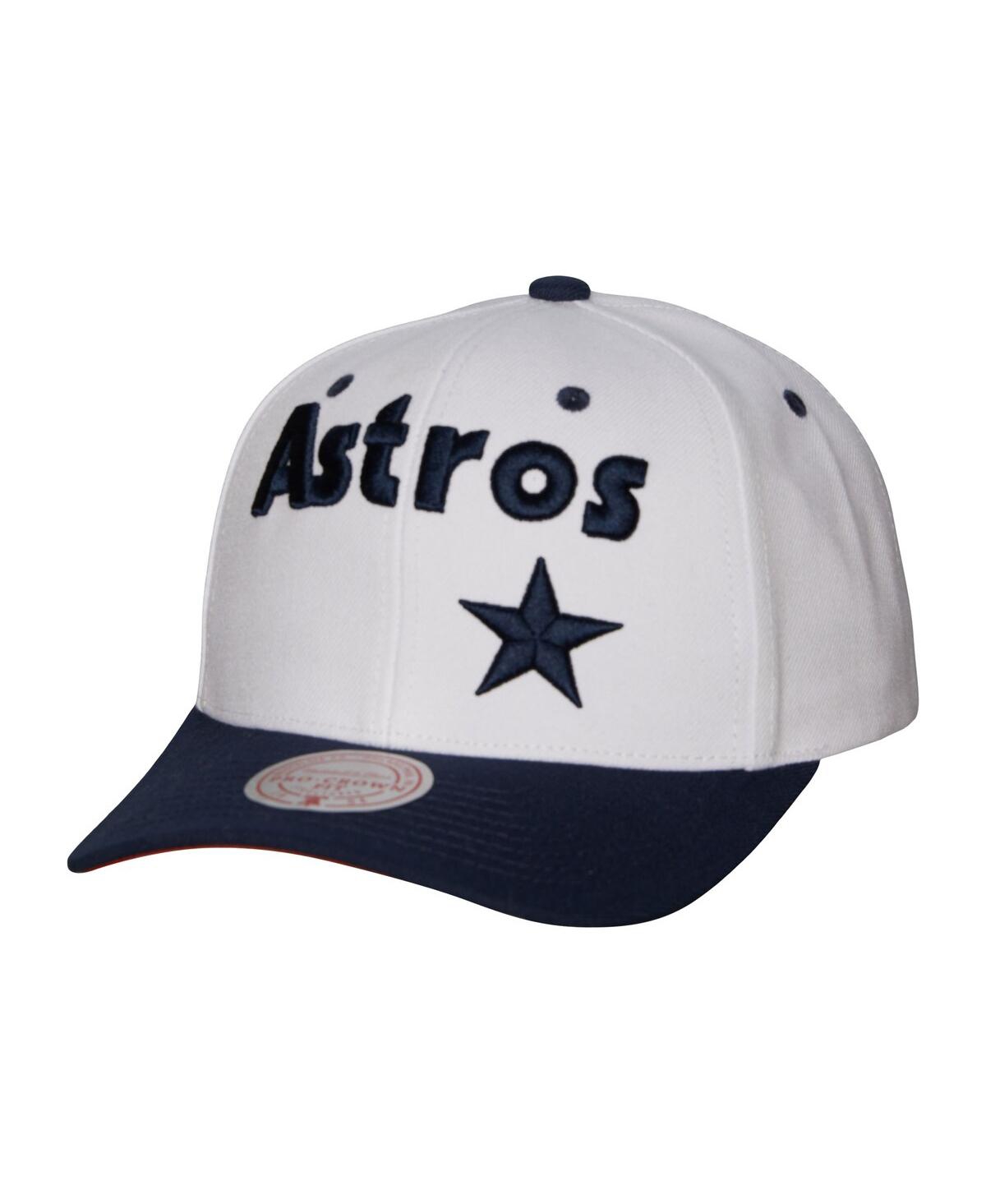 Mitchell & Ness Men's  White Houston Astros Cooperstown Collection Pro Crown Snapback Hat In White/navy