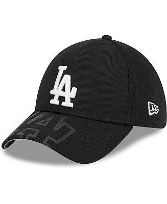 New Era Men's Black Los Angeles Dodgers Top Visor 39THIRTY Flex Hat ...