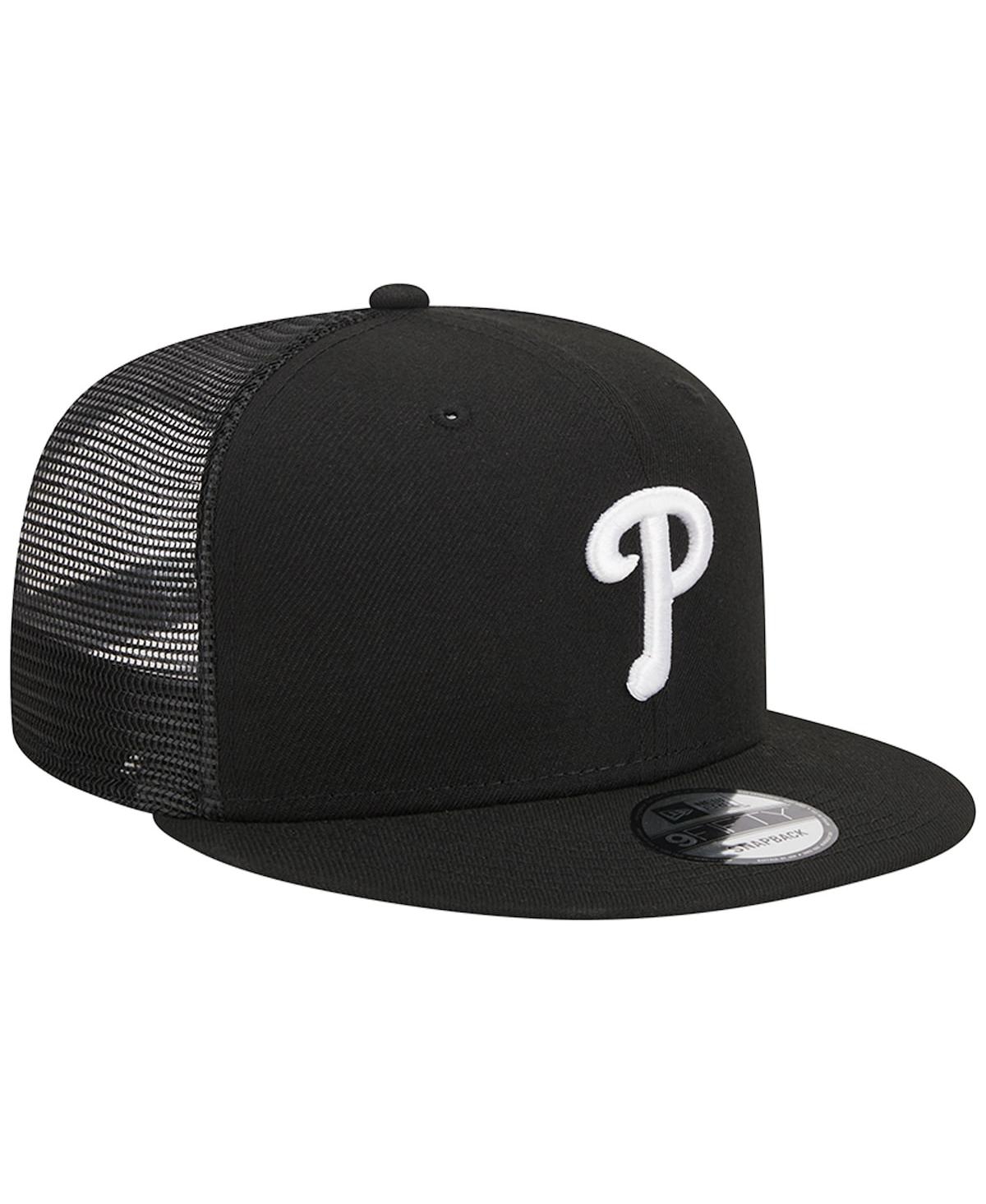 New Era Men's Black Philadelphia Phillies Tone Foam Meshback Golfer Snapback Hat In Black