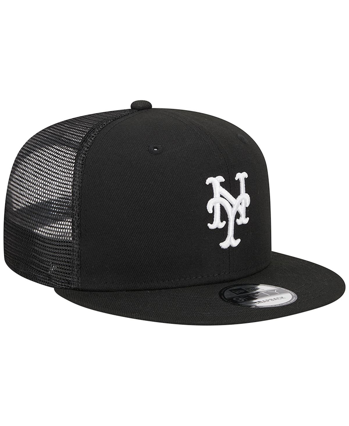 New Era Men's  Black New York Mets Trucker 9fifty Snapback Hat In Black