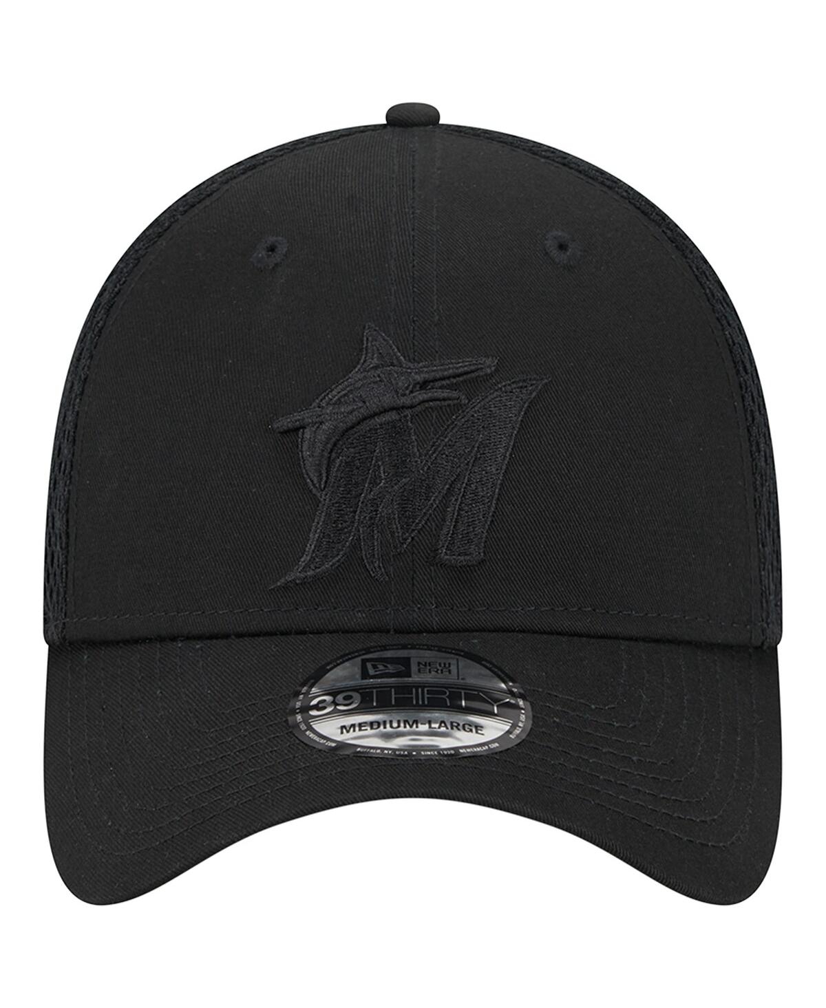 Men's New Era Miami Marlinson-Black Neo 39THIRTY Flex Hat - Black