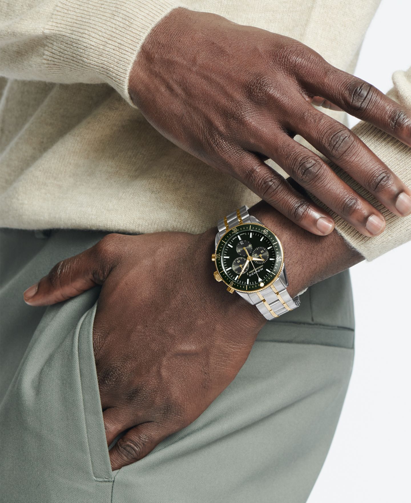 Мужские часы Movado Calendoplan S, швейцарский кварцевый хронограф, двухцветные, 42 мм — фото 4