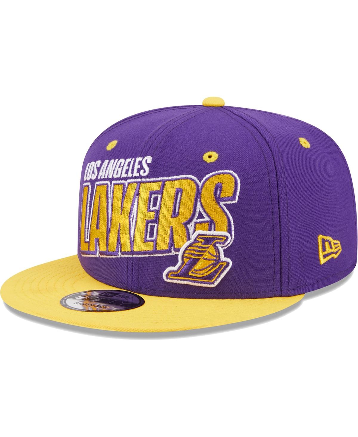 Men's New Era Gold Los Angeles Lakers Stacked Slant 2-Tone 9FIFTY Snapback Hat - Gold