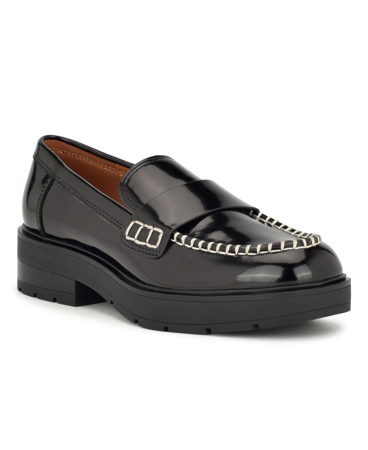 Shop Nine West Women's Kipla Slip-on Lug Sole Casual Loafers In Black Patent