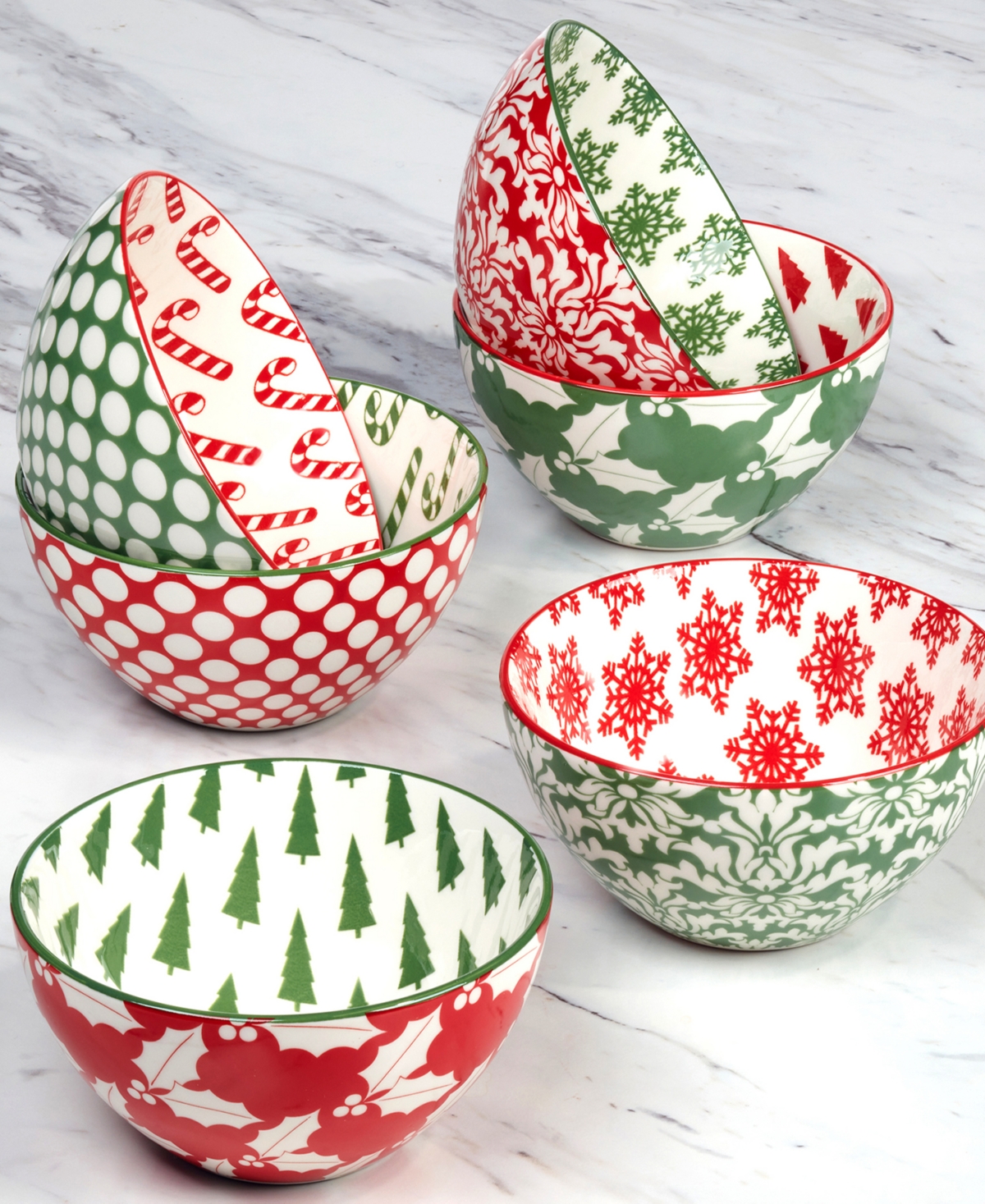 Certified International Winter Medley 30 oz All Purpose Bowls Set Of 6, Service For 6 In Multi
