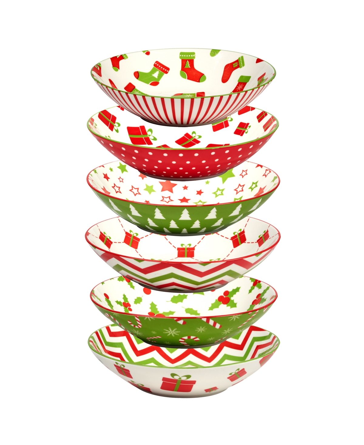 Holiday Fun 40 oz Soup Bowls Set of 6, Service for 6 - Multi