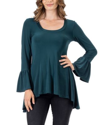 Women's Long Bell Sleeve High Low Tunic Top