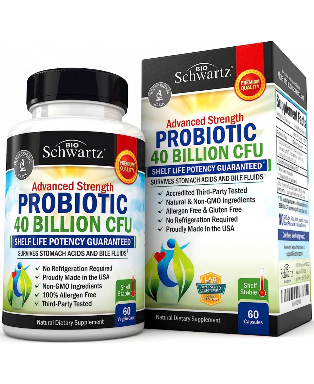 Daily Probiotic Supplement with 40 Billion Cfu - Gut Health Complex with Astragalus and Lactobacillus Acidophilus Probiotic for Women and Men - Shelf