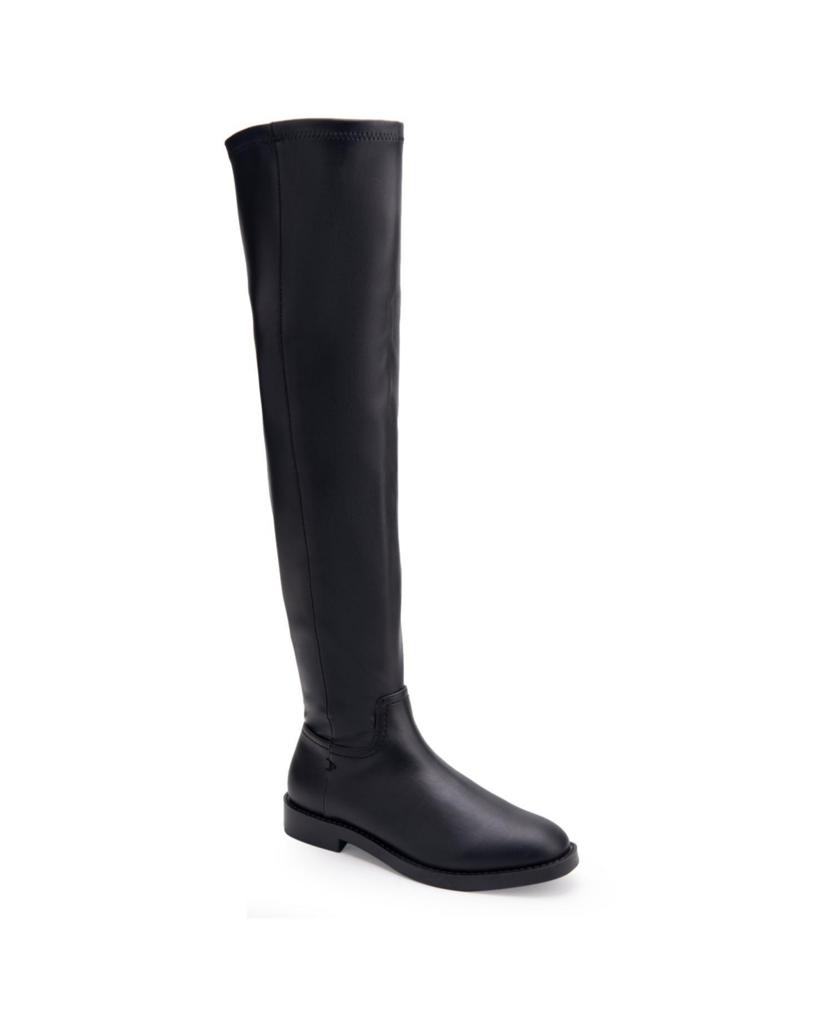Tarra Boot-Over The Knee Boot - Black Stretch - Faux Leather