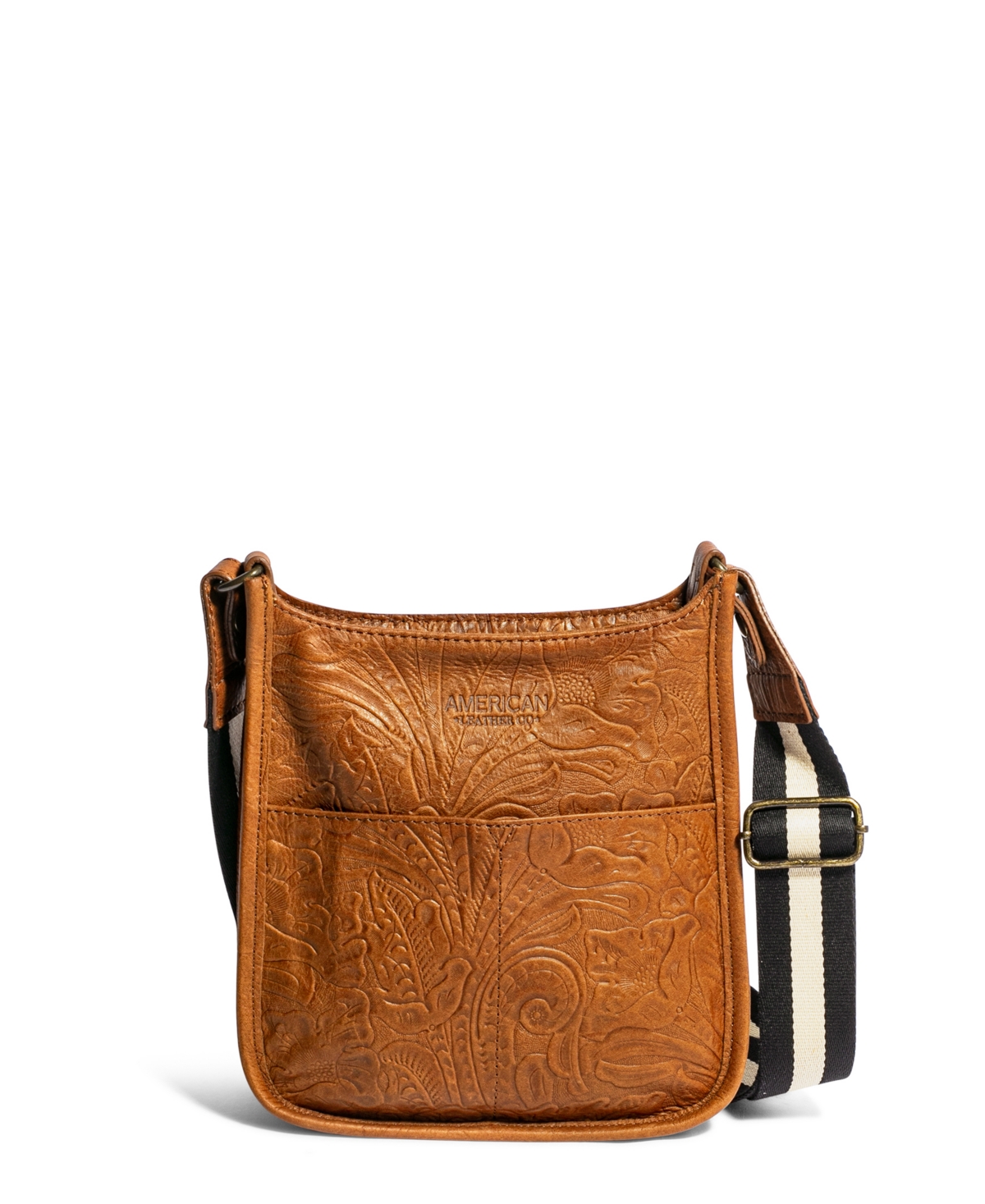 Women's Cali Crossbody with Webbed Strap - Cafe Latte Tooled