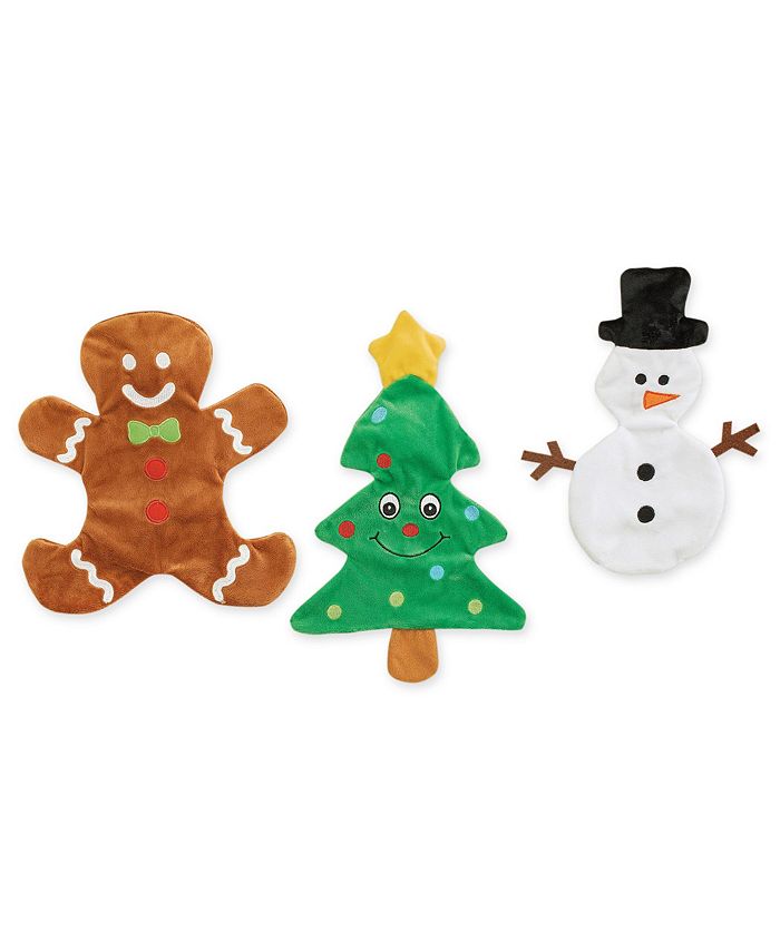 Collections Etc Stuffing Free Holiday Character Dog Toys Set of 3