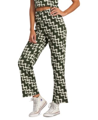 RVCA - Juniors' Lazy Cotton High-Rise Pull-On Cropped Pants