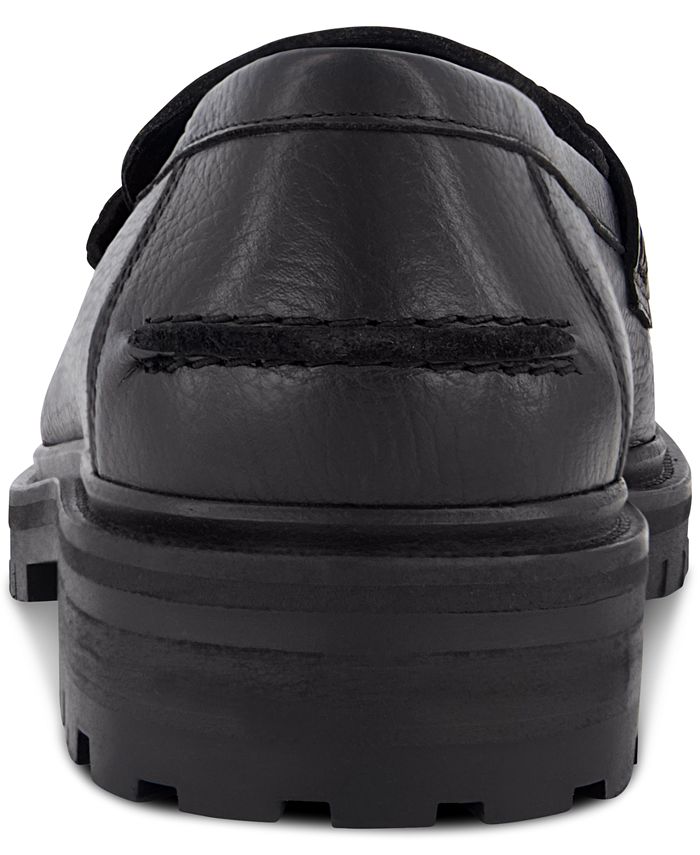 KARL LAGERFELD PARIS Men's Tumbled Leather Slip-On Kilted Tassel ...