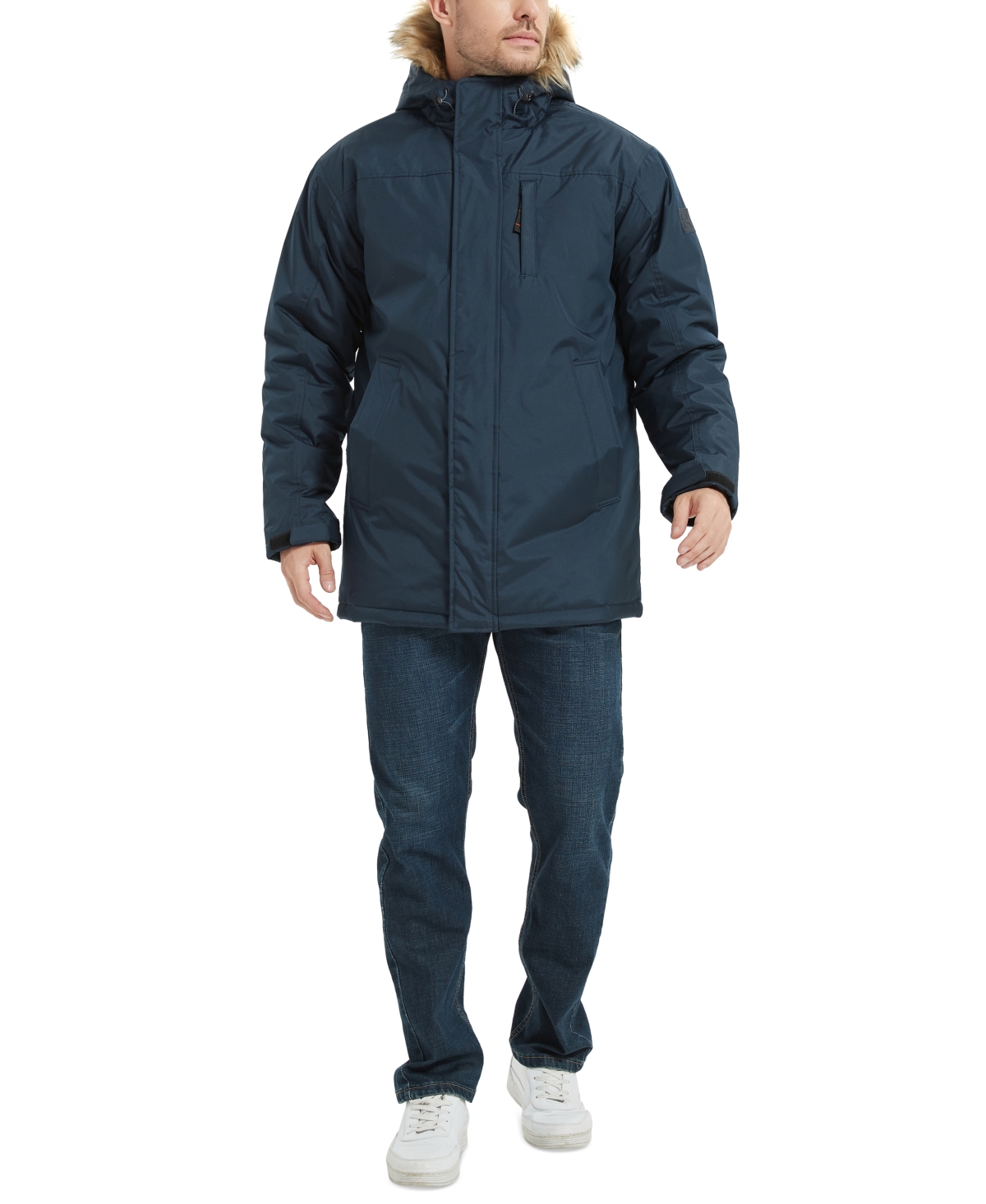 Hawke & Co. Men's Hooded Full-Zip Snorkel Jacket with Faux-Fur Trim Hood