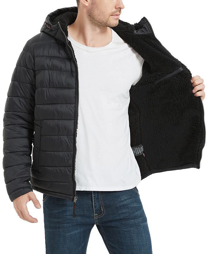 Hawke & Co. Men's Sherpa Lined Hooded Puffer Jacket Macy's