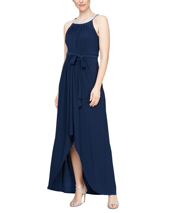 SL Fashions Women's Rhinestone-Collar Halter Gown - Macy's