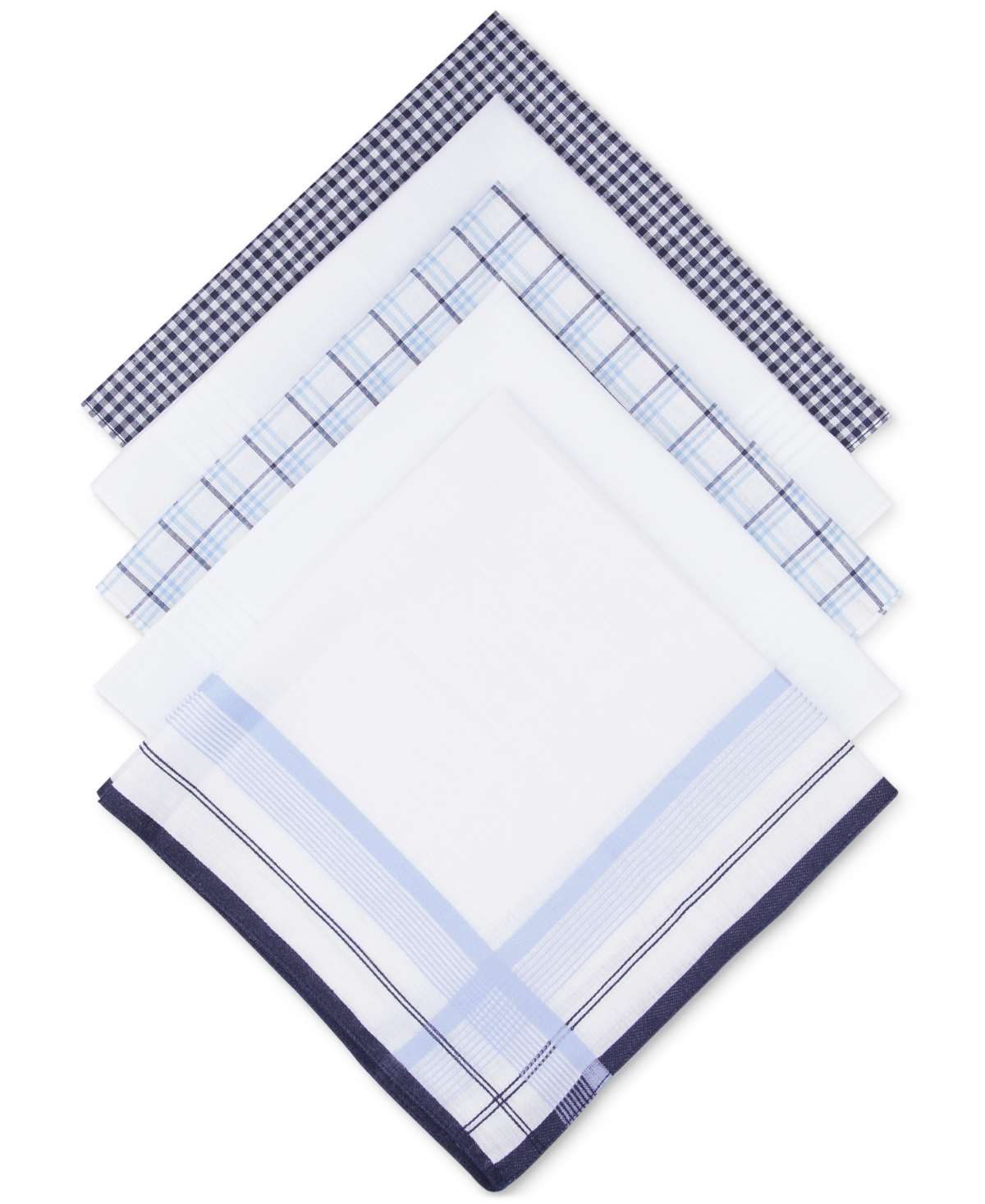 Shop Club Room Men's 5-pk. Combination Blue Patterned Handkerchiefs, Created For Macy's