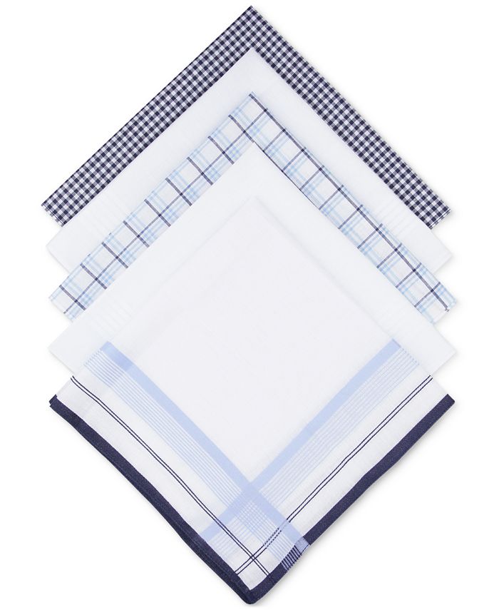 Club Room Men's 5pk. Combination Blue Patterned Handkerchiefs, Created