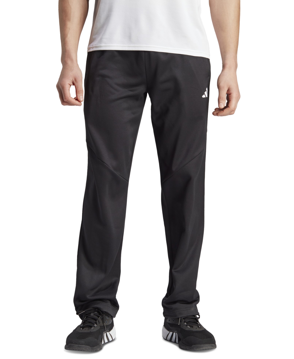 Shop Adidas Originals Men's Game & Go Small Logo Training Moisture-wicking Open Hem Fleece Joggers In Black