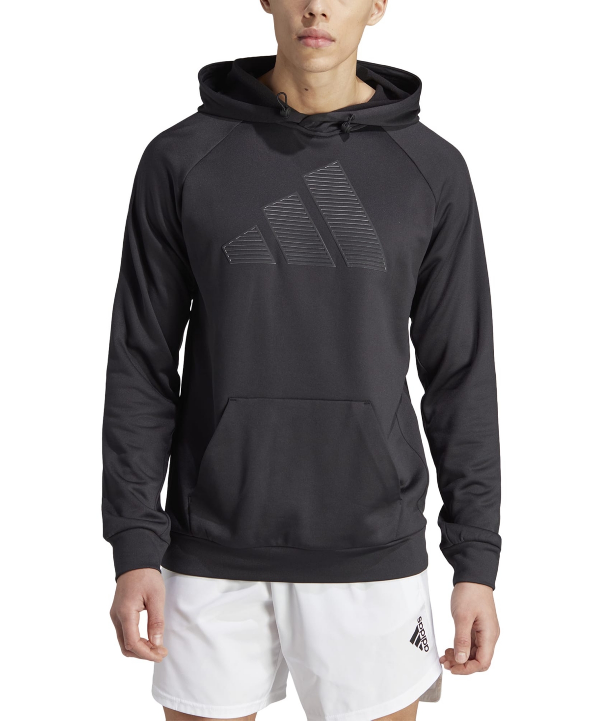 Adidas Originals Men's Game & Go Big Logo Moisture-wicking Training Fleece Hoodie In Black