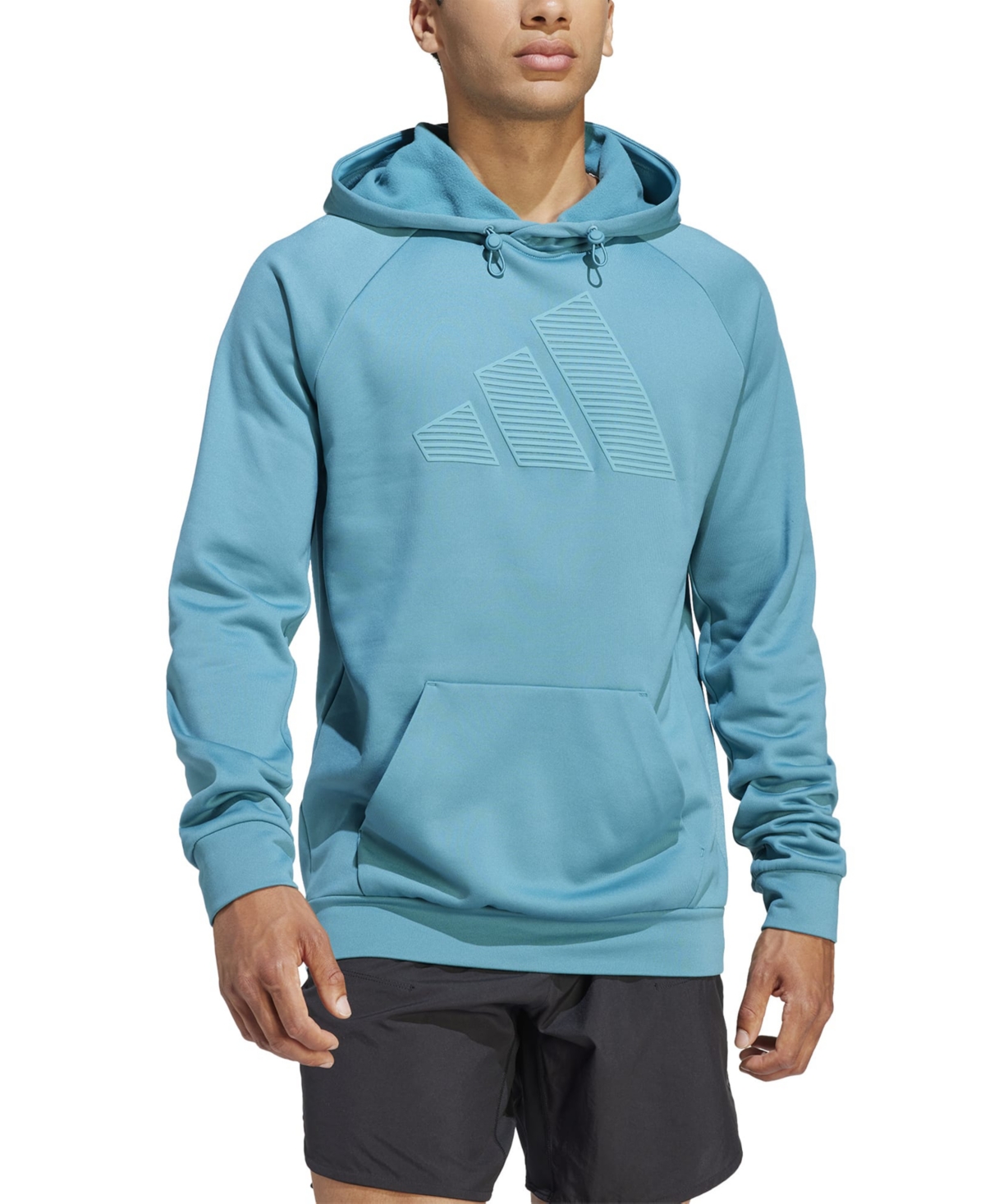 Adidas Originals Men's Game & Go Big Logo Moisture-wicking Training Fleece Hoodie In Arctic Fusion Blue