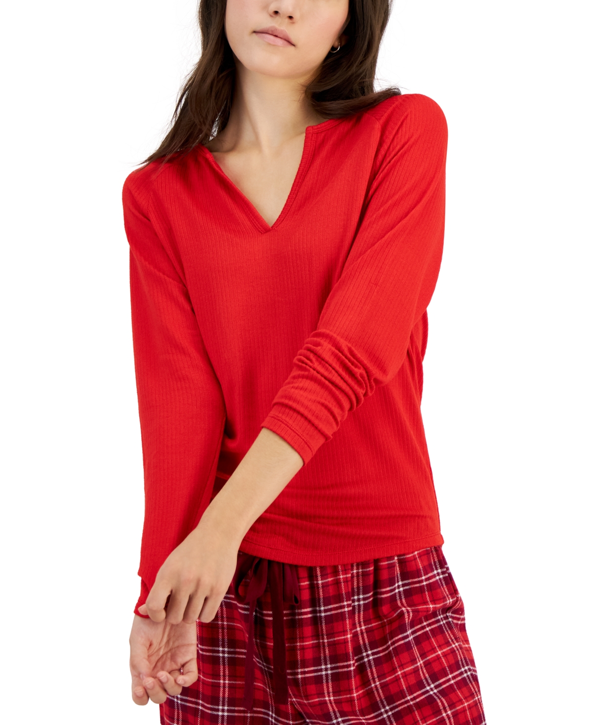 Women's Split-Neck Pajama Top, Created for Macy's - Electric Yellow