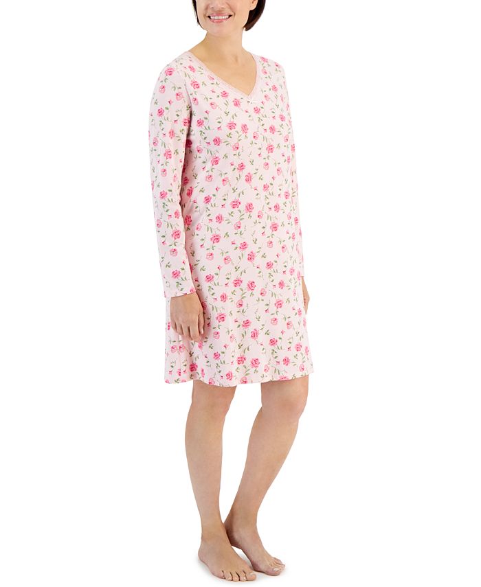 Charter Club Women's Cotton LongSleeve LaceTrim Sleepshirt, Created