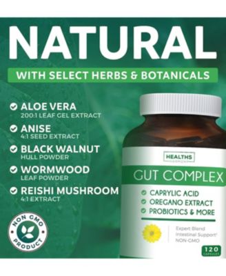 Gut Complex with Caprylic Acid, Oregano Leaf, Probiotics Capsules, Health's Harmony, 120ct