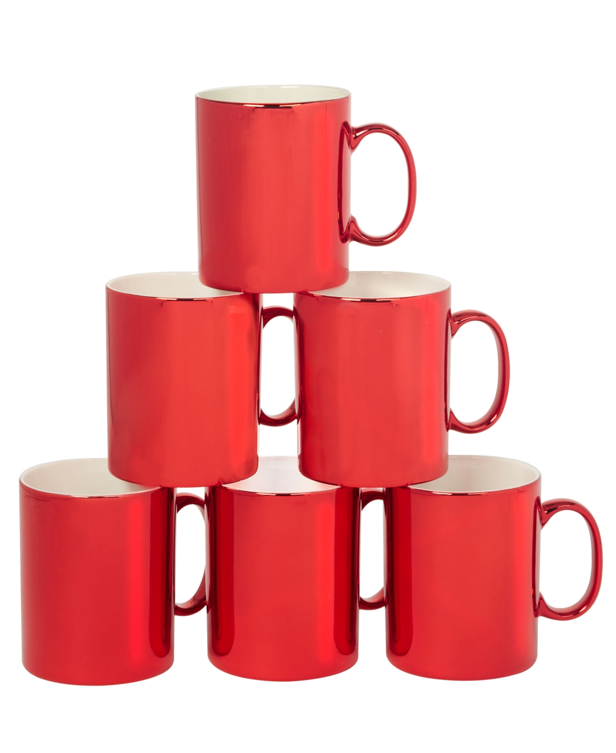 Certified International Holiday Lights 16 oz Mugs Set Of 6, Service For 6 In Red