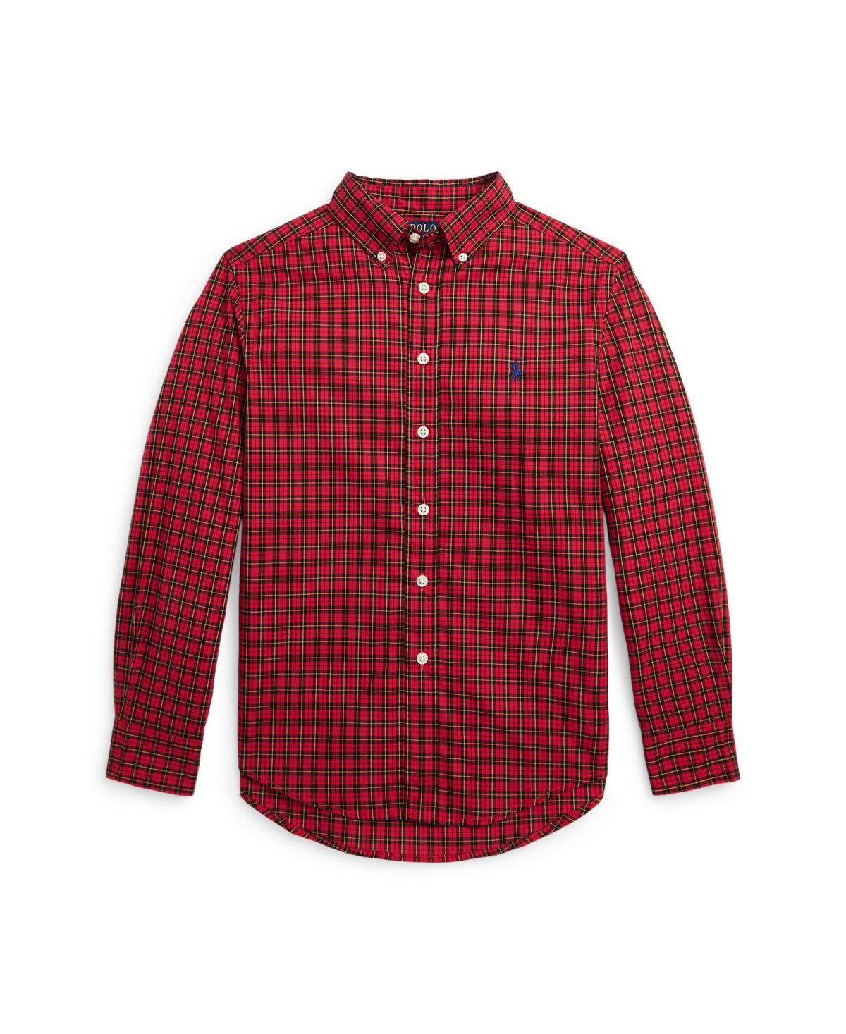 Polo Ralph Lauren Kids' Big Boys Plaid Cotton Poplin Shirt In A Red Black Multi