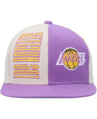 Men's Cream, Purple Los Angeles Lakers Hardwood Classics Pop Snapback Hat