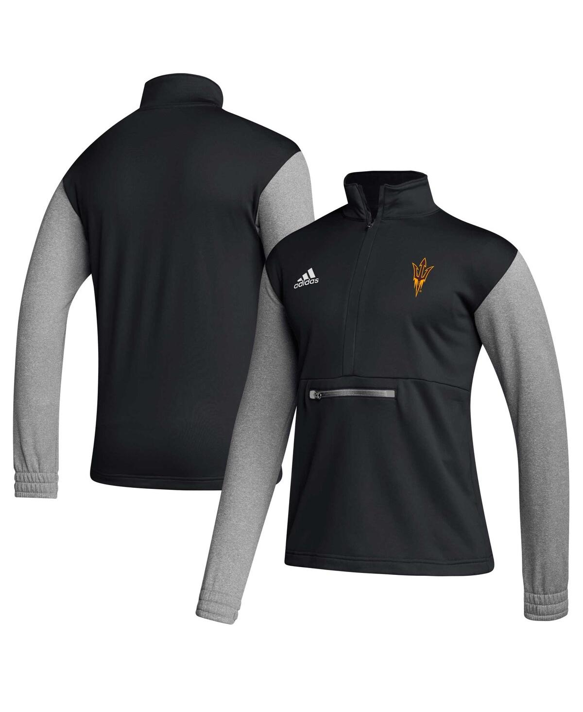 Men's adidasArizona State Sun Devils Sideline Aeroready Half-Zip Top - Black