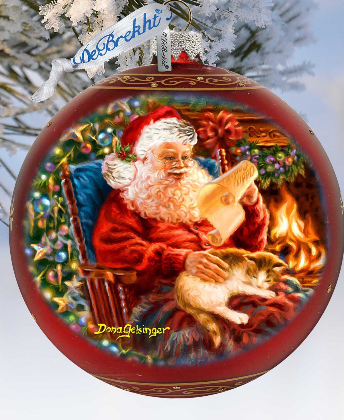 Designocracy House Warming Santa Large Holiday Glass Collectible Ornaments D. Gelsinger In Multi Color