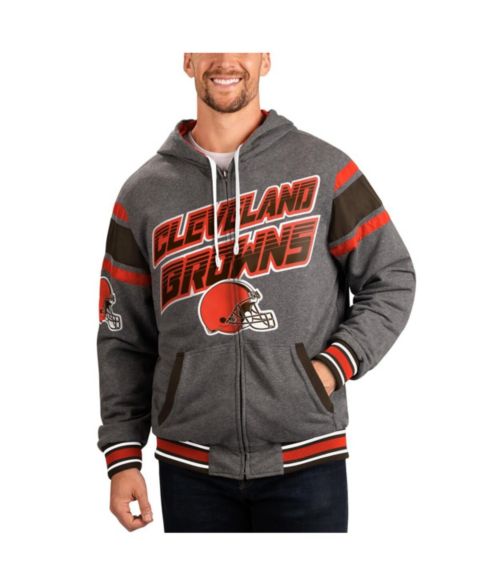 Мужские худи G-III Sports by Carl Banks Brown, Gray Cleveland Browns Extreme Full Back Reversible Full-Zip Jacket