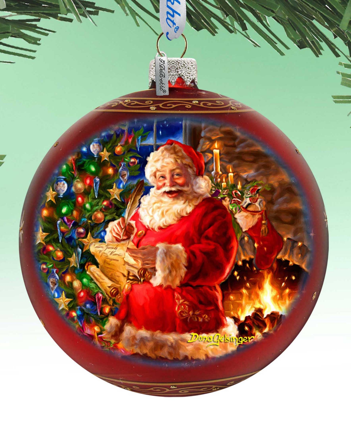 Designocracy Wish List Santa Large Holiday Glass Collectible Ornaments D. Gelsinger In Multi Color