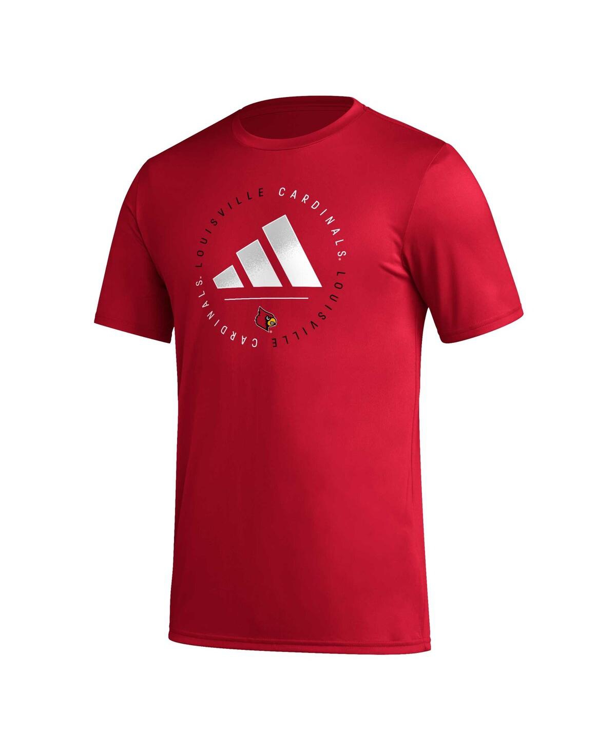 Shop Adidas Originals Men's Adidas Red Louisville Cardinals Stripe Up Aeroready Pregame T-shirt