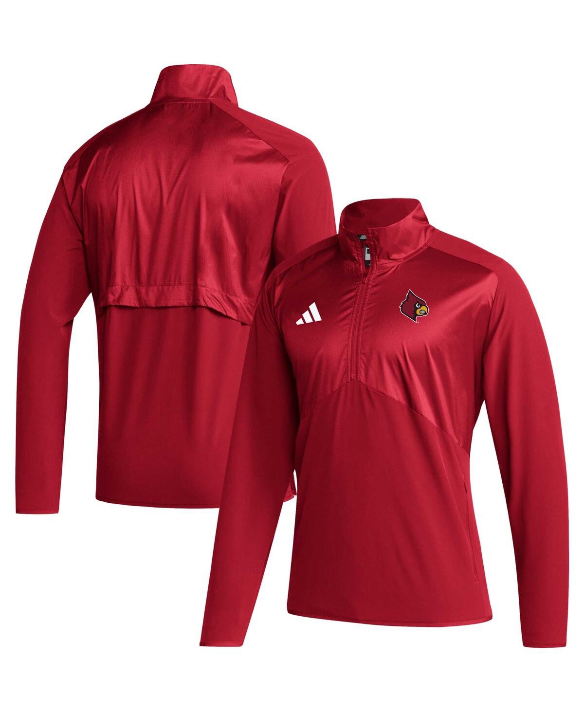 Men's adidasLouisville Cardinals Sideline Aeroready Raglan Sleeve Quarter-Zip Jacket - Red