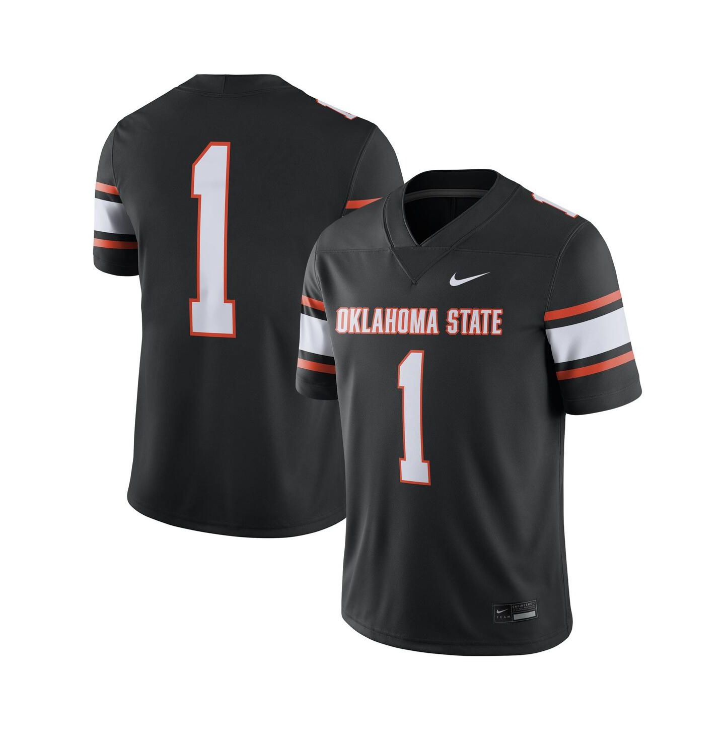 Мужской топ Nike #1 Black Oklahoma State Cowboys Game Jersey — фото 2