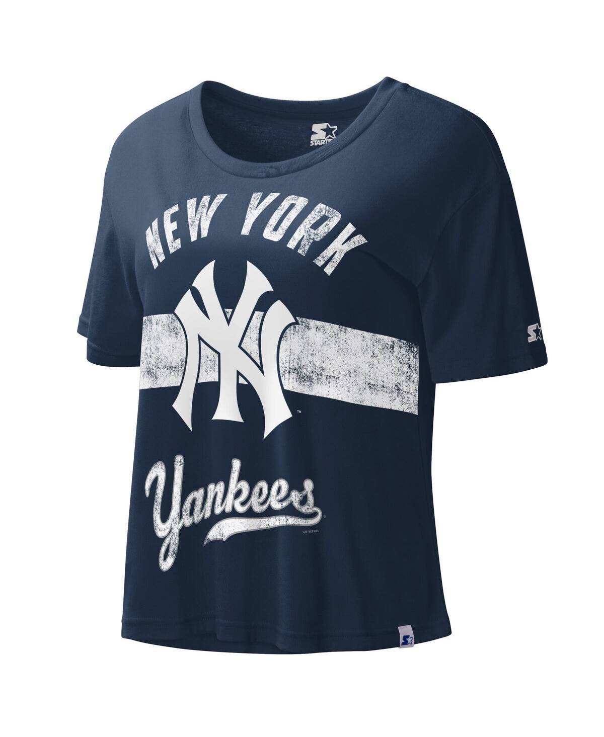 Starter Women's  Navy New York Yankees Cooperstown Collection Record Setter Crop Top