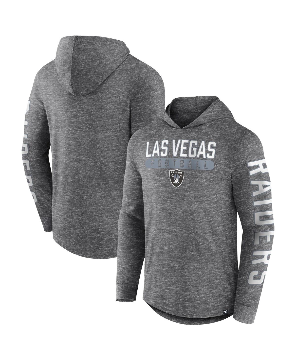 Fanatics Branded Heather Charcoal Las Vegas Raiders Pill Stack Long Sleeve Hoodie T-shirt In Heather Charcoal