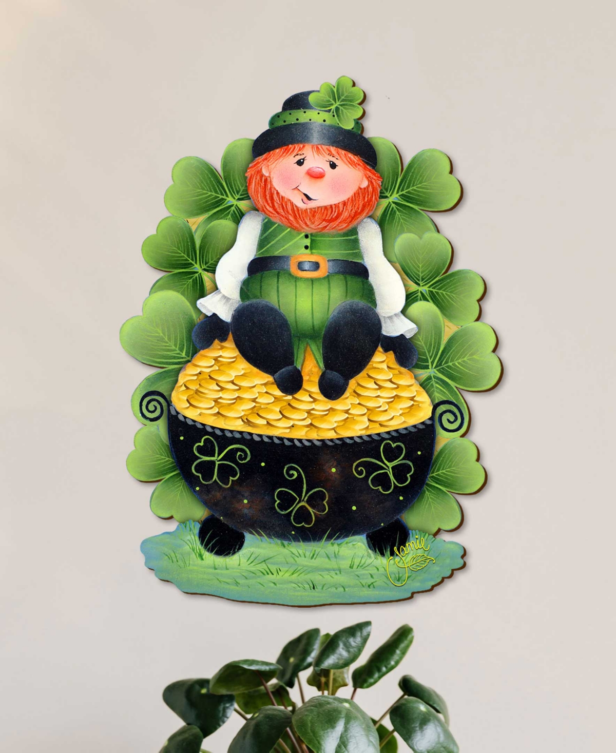 Designocracy Holiday Wooden Wall Decor Door Decor Lepricon's Pot Full Of Gold J. Mills-price In Multi Color