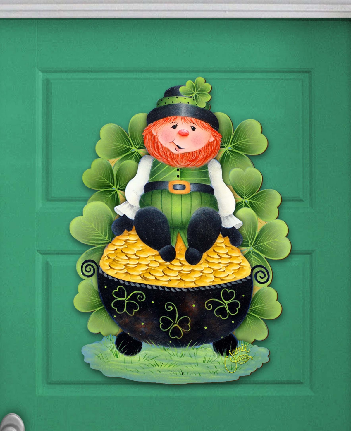 Designocracy Holiday Wooden Wall Decor Door Decor Lepricon's Pot Full Of Gold J. Mills-price In Multi Color