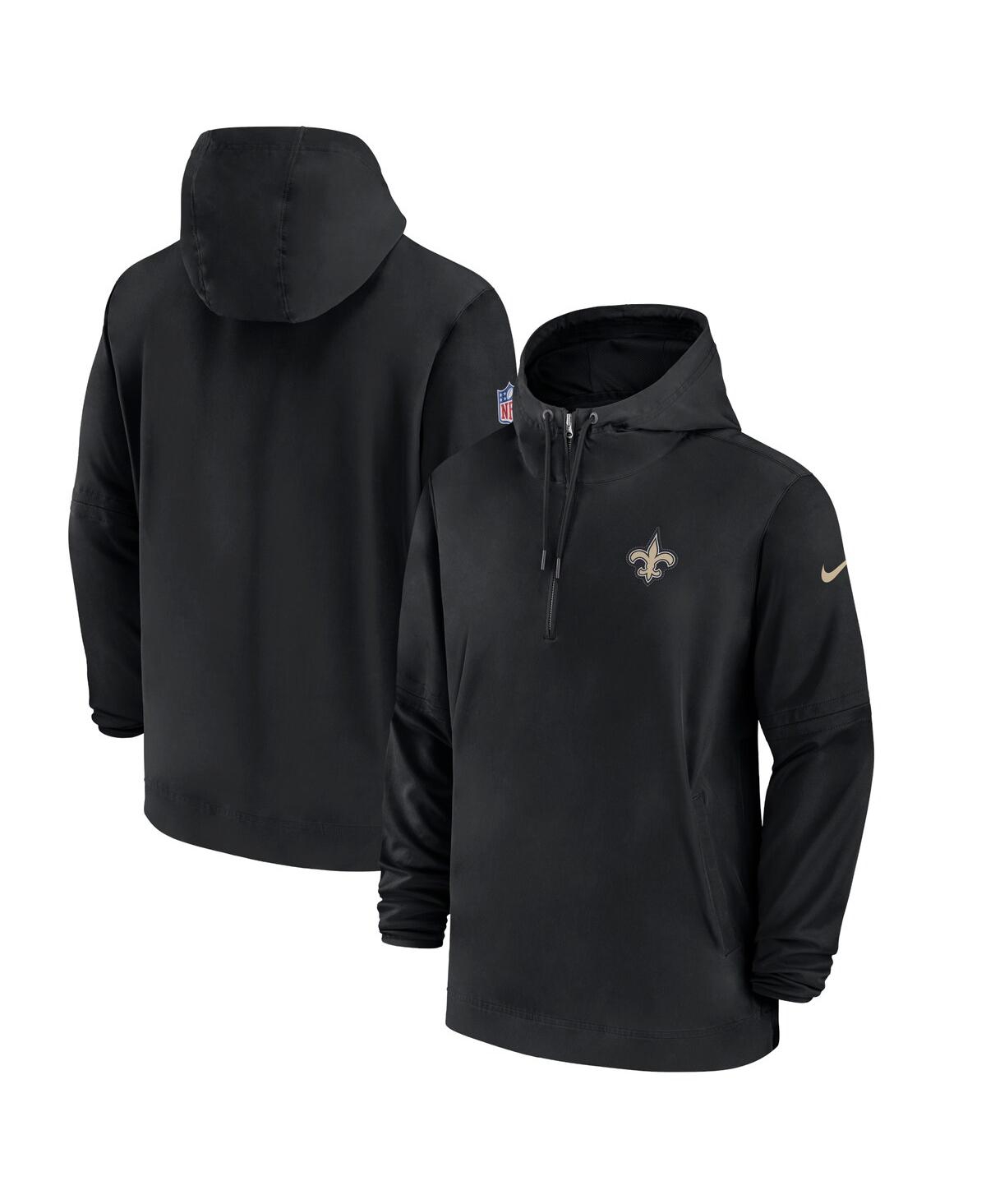 Men's NikeNew Orleans Saints Sideline Quarter-Zip Hoodie - Black