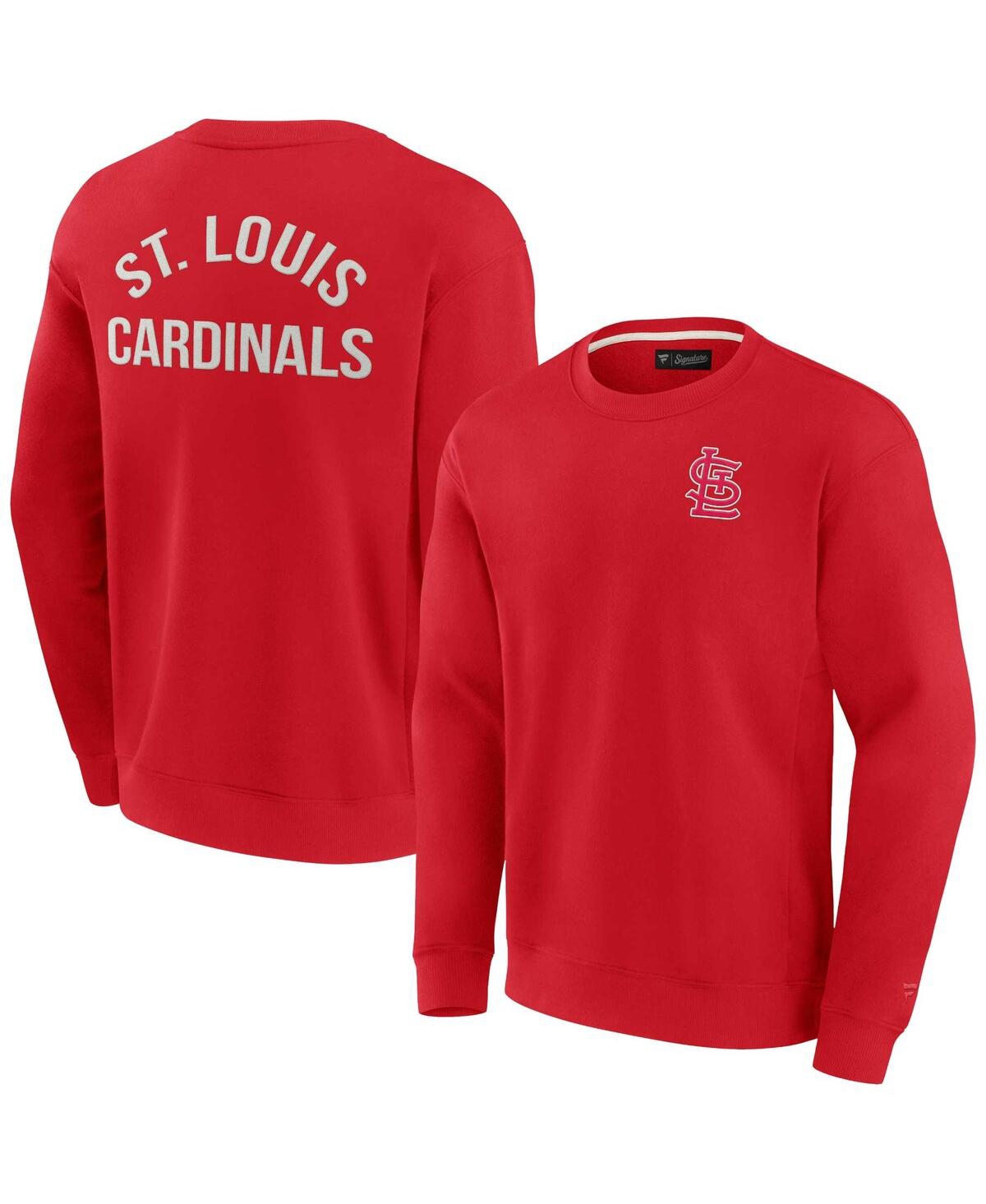 Shop Fanatics Signature Men's And Women's  Red St. Louis Cardinals Super Soft Fleece Pullover Crew Sweatsh