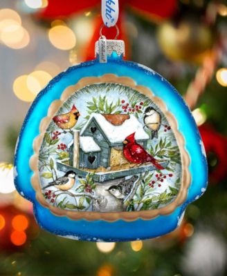 Winter Cardinals Rainbow Christmas Mercury Glass Ornaments S. Winget