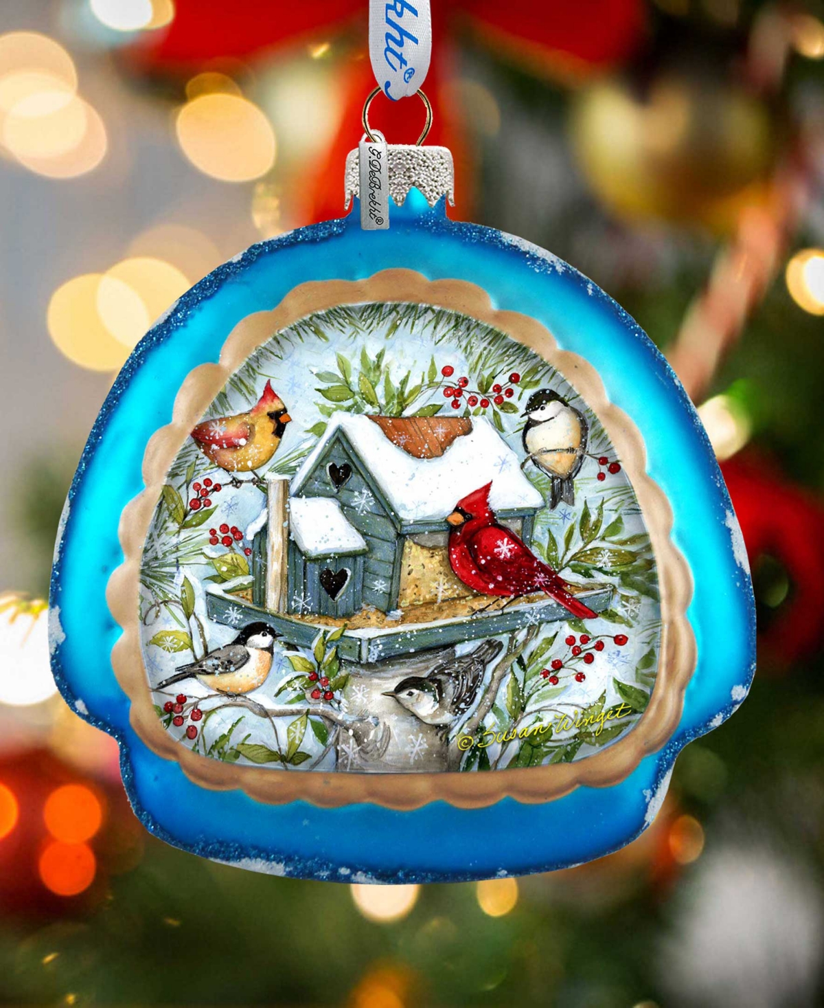 Shop Designocracy Winter Cardinals Rainbow Christmas Mercury Glass Ornaments S. Winget In Multi Color