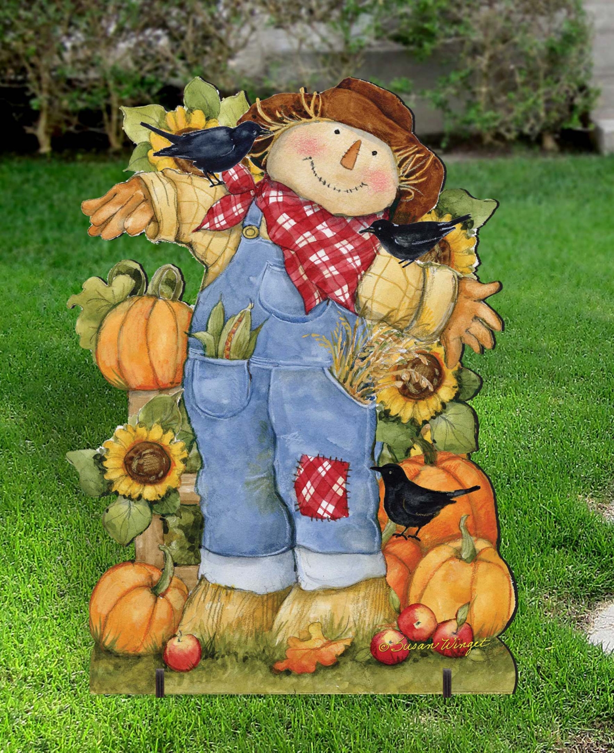 Shop Designocracy Outdoor Holiday Free Standing Garden Decor Scarecrow S. Winget In Multi Color